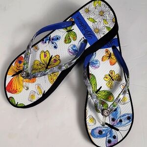 Brighton Geisha Platform Multicolor Butterfly Sandals